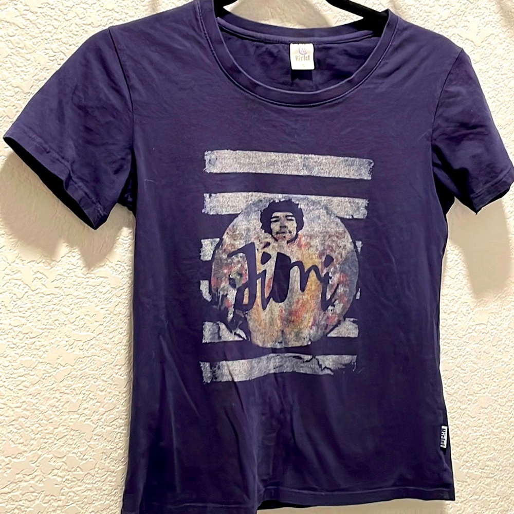 Jimi Hendrix concert tee womens small navy blue crew neck fitted 🎸